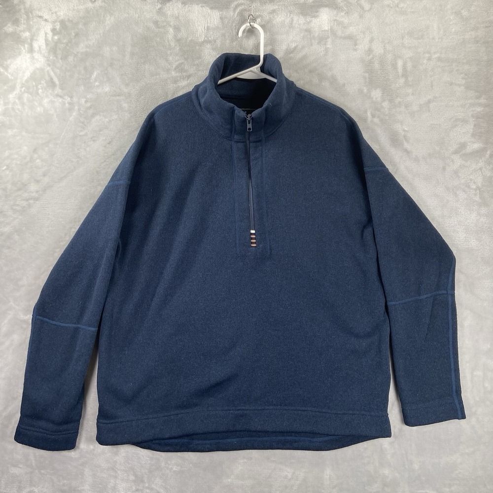 Stio Sweatshirt Womens XL Blue Pullover Half 1/2 Zip High Mock Neck Sweater